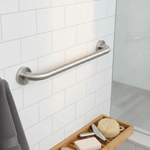 Stainless Steel Bathroom Grab Bar, Silver Textured Grip Handrail for Shower and Bathtub, Durable Wall Mount Rail - size: 12.99 x 0.98 x 2.95 in