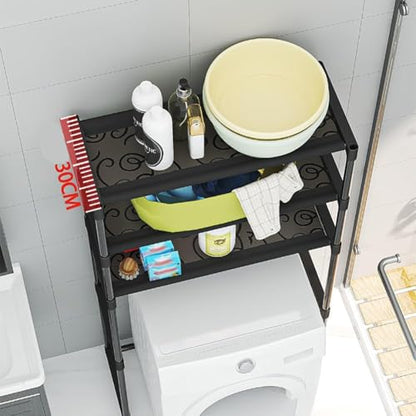 3-Tier Over the Toilet Storage, Metal Bathroom Shelve, Over Toilet Bathroom Organizer, Space Saver Bathrooms Shelve for Restroom Laundry Balcony, Black - color: Black