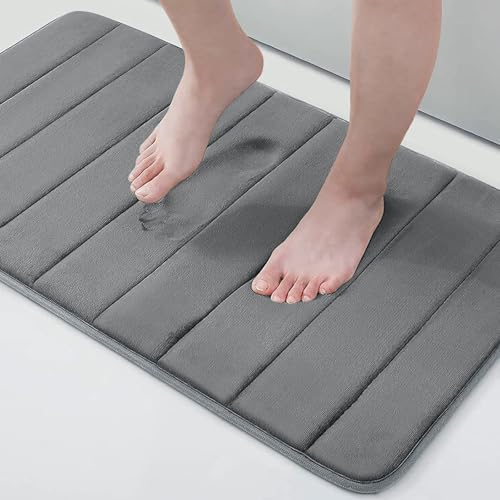 Buganda Memory Foam Bath Mat, 34" x 20", Ultra Soft Bathroom Rugs, Water Absorbent and Machine Washable Bath Rug for Bathroom, Shower, and Tub, Grey - color: Grey, size: 34" X 20"