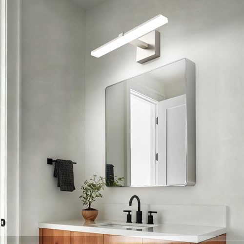 18 Inch Bathroom Vanity Light Over Mirror Brushed Nickel Arm Extra Wide LED Bar 6000K Daylight ETL IP44 CRI85+ - color: Brushed Nickel, size: 18-inch