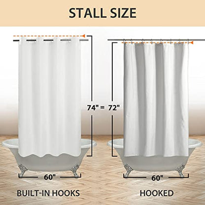 River Dream No Hook 60" Width Shower Curtain Microfiber - Soft Fabric Shower Stall Curtain Hotel Grade, Waterproof & Machine Washable, White, 60x74 - color: White, size: 60"W x 74"L (Pack of 1)