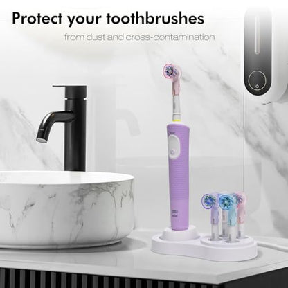 Toothbrush Head Covers & Toothbrush Holder for Oral B & iO Series, Multicolor and White - color: White & Transparent, Pink, Blue and Purple