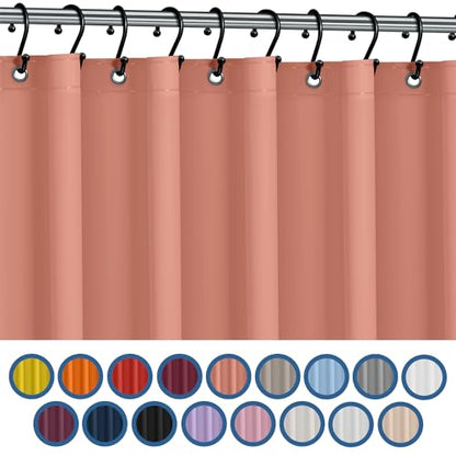 No Smell Shower Curtain Liner 72x72 Peach - PEVA Plastic Shower Curtain for Bathroom, PVC-Free Waterproof Peach Shower Liner with Metal Grommets and Magnet-Weighted Bottom Hem - Washable Liner - color: Peach