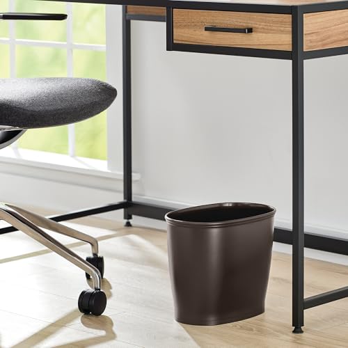 iDesign Slim Plastic Bathroom Trash Can, Bronze | Small Garbage Bin, For Bedroom, Office, Desk, Dorm - size: 12" x 8" x 10"