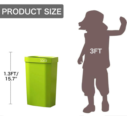 4 Gallon, Small Slim Garbage Can, Open Top Trash Can for Bathroom, Kitchen, Office, Bedroom, Living Room (Green) - color: Green