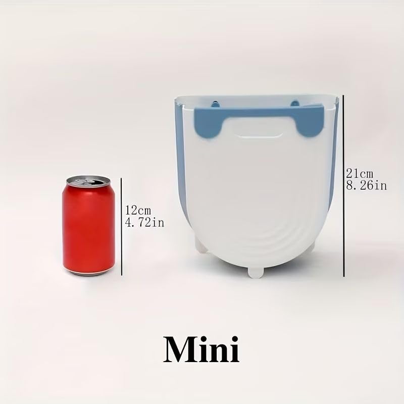 Collapsible Waste Bin for Kitchen, Kitchen Trash Can, Wall Mounted Waste Bin for Kitchen & Bathroom, Blue - color: Blue