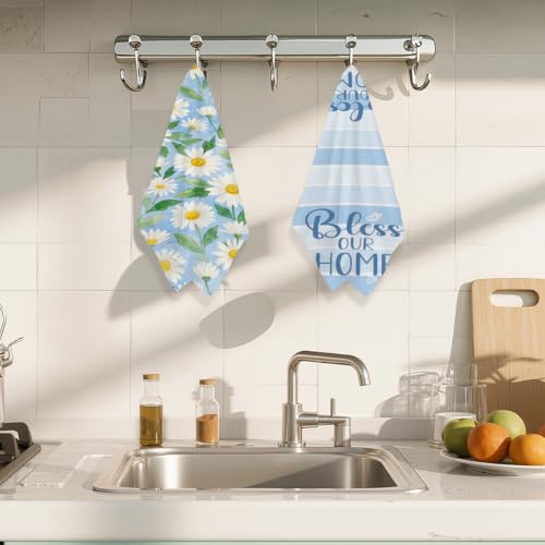 ZHAMEN Daisy Dream Kitchen Towel Soft Absorbent Hand Tea Towels Set of 2 - color: Multi 1576