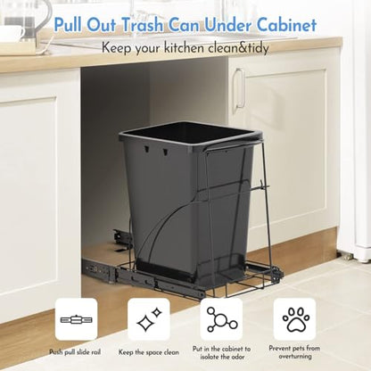 Pull Out Trash Can Under Cabinet, Heavy Duty Under Sink Organizer, Black | Holds 35-40 Qt Can, Smooth Ball-Bearing Slide, Up 100 Lbs Capacity, Requires 13"W X 18"D Cabinet Opening, Can Not Included