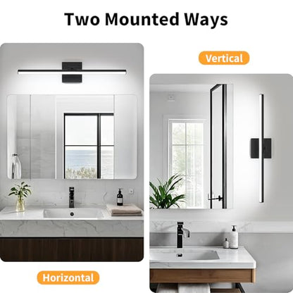 LED Bathroom Vanity Light, Modern Bathroom Light Fixture Over Mirror (Cool White 6000K), Vanity Light Bar with Angle Adjustable, 24 Inch, Black - color: Black-Cool White, size: 24 inch