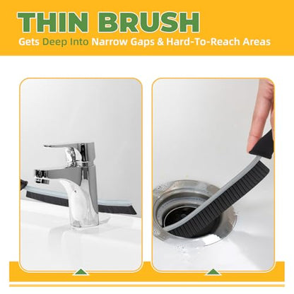 KMOSENIA Crevice Cleaning Brush, 3 Pack Hard Bristle Grout Brush | 3 pack narrow cleaning brushes with stiff bristles for grout, gaps, kitchens, bathrooms and tight spaces.