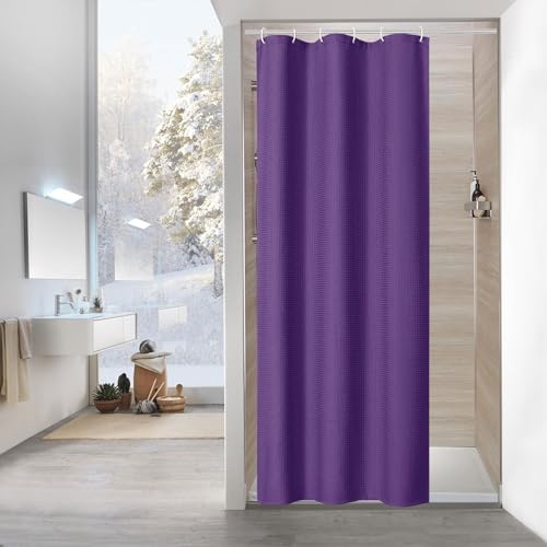 MitoVilla Purple Small Stall Shower Curtain 36 x 72, Half Size Fabric Narrow Shower Curtains for Bathroom Decor, 36 inch Weighted Shower Curtain Set - color: Purple, size: 36"W x 72"L (Pack of 1)