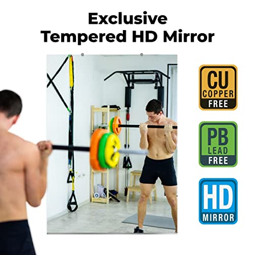 36x60 Inch Rectangle Frameless Bathroom Vanity Mirror with Beveled Edge - Shatterproof Wall Mounted Decorative Glass with Safety Backing for Living Room Bedroom Hallway Entryway - Fab Glass and Mirror - size: 36"L x 60"W, style: Rectangle