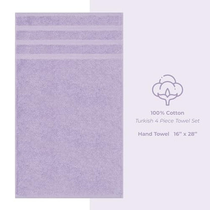 American Soft Linen 100% Cotton Luxury Turkish Towels, 4 PC Hand Towel Set | Soft Absorbent Quick Dry OEKO Tex Standard 100 Certificated Durable Machine Washable Premium Hotel Quality - color: Lilac, size: 16"x28"