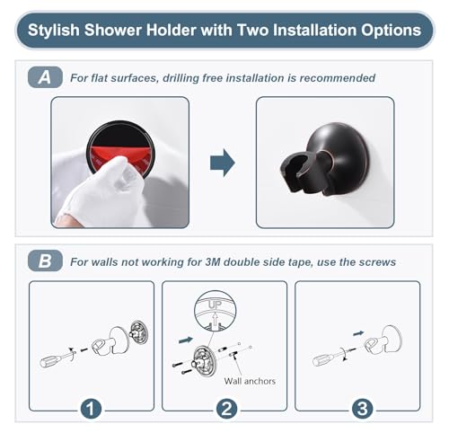 BRIGHT SHOWERS High Pressure Rain Shower Head Combo with Double Extension Arm, 8 Inch Rainfall Shower Head with Handheld Spray, Height Adjustable Dual Square Showerhead Set, Oil-Rubbed Bronze - color: Oil Rubbed Bronze, style: Dual Shower Head with Extens
