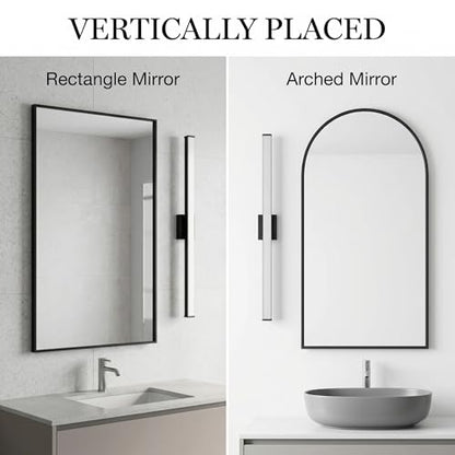 URSOLA 48" Modern LED Bathroom Light Fixtures, Matte Black 3CCT Dimmable Bathroom Vanity Light Over Mirror, Bathroom Vanity Bath Bar Lights with Double Layer Acrylic Shade - color: Matte Black, size: 48inch