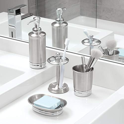 iDesign York Metal Tumbler, Split Finish | Makeup Brush Holder, Toothbrush Holder, 3.25" x 3.25" x 4.25", For Bathroom, Countertop, Desk, Dorm, Vanity - style: Pack of 1