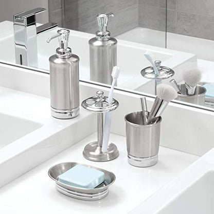 iDesign York Metal Tumbler, Split Finish | Makeup Brush Holder, Toothbrush Holder, 3.25" x 3.25" x 4.25", For Bathroom, Countertop, Desk, Dorm, Vanity - style: Pack of 1