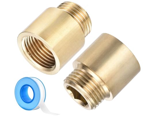 Shower Head Extension Arm, 2 Pack Brass G1/2 Male to G1/2 Female Thread 30mm Length Pipe Fitting Coupler Copper Shower Head Extender with 8M PTFE Pipe Sealant Tape - style: 30mm