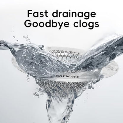 TRAPMATE Shower Drain Hair Catcher, 4.4" Anti-Clogging Bathtub Drain Cover | Easy Flip Cleaning, Traps Hair with Fast Drainage, Anti-Slip Drain Protector Fits Regular & Pop-up Drains (Patented Product) - color: Silver