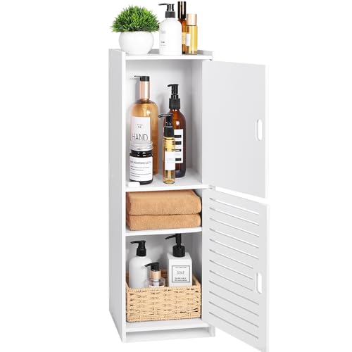 YARUKIMA Bathroom Floor Storage Cabinet,White