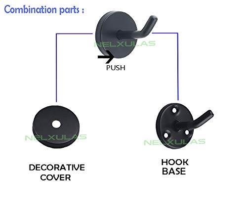 Classic Black Stainless Steel Heavy Duty Coat Hook, Durable Robe Hanger Wall Mount Hook, Perfect Touch Your Bathroom, Bedroom, Closets, Wardrobe, Kitchen (2", 4 PCS) - size: 2", 4 PCS