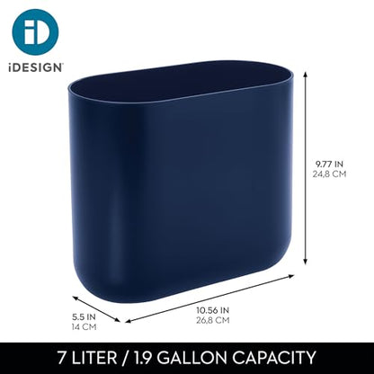 iDesign Small Slim Plastic Bathroom Trash Can, Navy Blue | Bedroom, Office, Desk, Dorm - color: Navy, style: Pack of 1