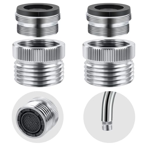 2 Pack Faucet to Hose Adapter with Aerator, Sink to Garden Hose Adapter, Faucet Adapter to Garden Hose for Kitchen and Bathroom, Hose Attachment to Sink, 3/4" GHT Thread Chrome