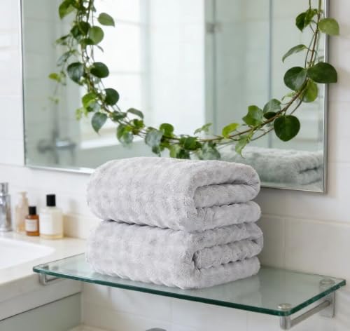 Bath Towels Pack of 2(35'' x 66'') Quick Dry Microfiber Shower Towel for Hotel,Bathroom,Guest,Spa,Gym Yoga, SPA - Light Gray - color: Light Gray, size: 35x66" BATH Towel Set of 2