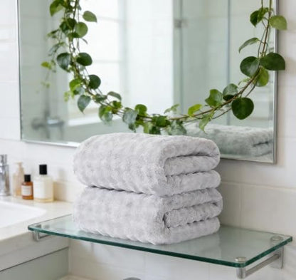 Bath Towels Pack of 2(35'' x 66'') Quick Dry Microfiber Shower Towel for Hotel,Bathroom,Guest,Spa,Gym Yoga, SPA - Light Gray - color: Light Gray, size: 35x66" BATH Towel Set of 2