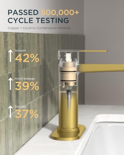 FORIOUS Brushed Gold Bathroom Faucet 1 Hole, Bathroom Vanity Faucet Gold | Single Hole Gold Sink Faucet Bathroom Single Handle, Vanity Gold Faucet for Bathroom Sink with 1.2 GPM Water-Saving Aerator - color: Brushed Gold