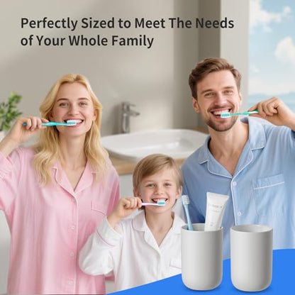 MOPMS Toothbrush Cup 13oz 380ml, Unbreakable Reusable Bathroom Tumbler 1Pc, Non-Slip Plastic Bathroom Cup Toothbrush Holders for Bathroom, Grey - color: Grey-1pc