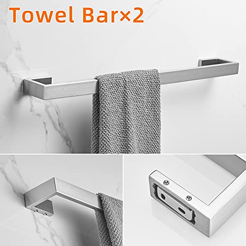 Fapully 5 Piece Bathroom Hardware Set Stainless Steel Bathroom Accessories | Brushed Nickel | SUS304 Stainless Steel | Wall Mounted - color: Brushed Nickel, style: 5 Piece