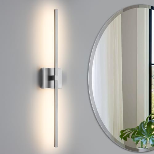 Bathroom Vanity Light Fixtures - 30inch Dimmable Brushed Nickel Bathroom Lights Over Mirror 18W LED Vanity Light Bar 3500K Modern Wall Sconce Lighting for Mural - color: Brushed Nickel, size: 30Inch