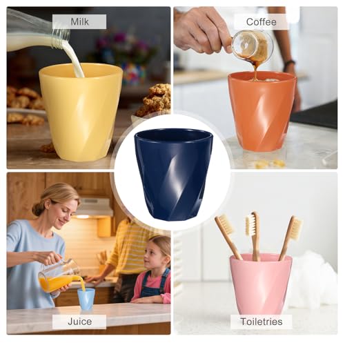 uxcell 4 Pcs Simple Toothbrush Cup, 13.5 OZ Reusable Bathroom Tumbler, 2.2 x 3.5 Unbreakable Plastic Cups for Storing Toothpaste Makeup Brush Holder Water Beverages Combs, Dark Blue - color: Dark Blue
