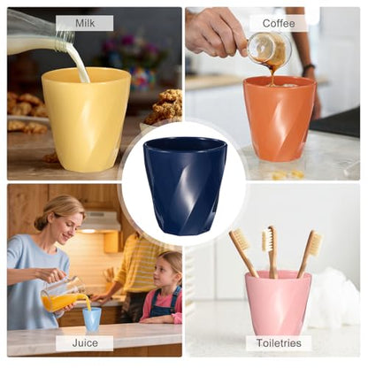 uxcell 4 Pcs Simple Toothbrush Cup, 13.5 OZ Reusable Bathroom Tumbler, 2.2 x 3.5 Unbreakable Plastic Cups for Storing Toothpaste Makeup Brush Holder Water Beverages Combs, Dark Blue - color: Dark Blue