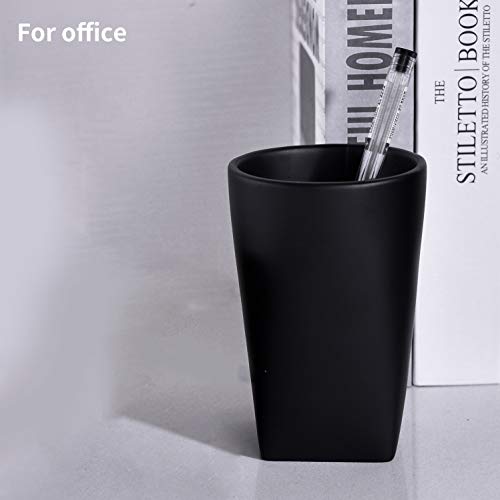 Resin Matte Black Bathroom Tumbler Cup Holder - Modern Design for Bathroom/Office, Holds Toothbrushes, Make-up Brushes