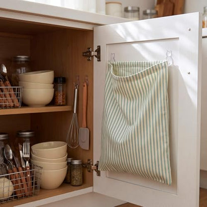 Reusable Dirty Rag Storage Linen Bag,Green and White,Classic - color: Green and White, style: Classic