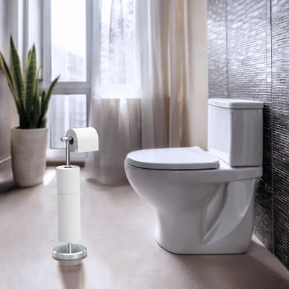 Gatco 1448C Latitude II Freestanding Toilet Paper Holder with Storage, Bathroom Tissue Stand, Chrome, 22.25" H, Holds 1–4 Reserve Rolls, Weighted Base - color: Chrome