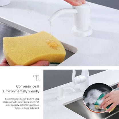 GAGALIFE Soap Dispenser for Kitchen Sink, Kitchen Sink Soap Dispenser with 17 Ounce Large Pet Soap Bottle, in Sink Soap Dispenser Refill from The Top, White - color: White