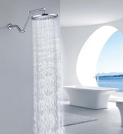 BRIGHT SHOWERS Brass Shower Arm Extender for Rain and Handheld Shower Head, 14 Inch Universal Shower Head Extension Arm, Adjustable Height & Angle, Chrome - color: Chrome, style: 14 Inch