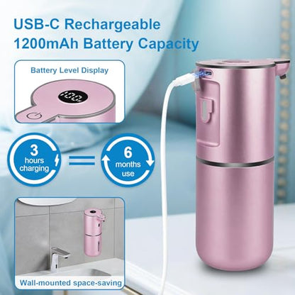 OHIFAST Automatic Liquid Soap Dispenser Touchless, USB Rechargeable Smart Hand Soap Dispenser, 6-Level Adjustable, 12.8oz/380mL Wall Mounted for Bathroom Kitchen Accessories Dish Soap-Rose Gold - color: Rose Gold, style: Liquid