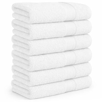100% Cotton Hand Towels 18x28 Inches, 600 GSM, Soft & Absorbent, Set of 6, White - color: White, size: Hand Towel Set of 6