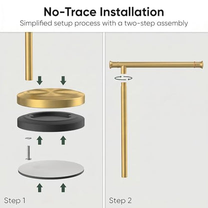 Hoimpro Hand Towel Holder Stand Bathroom Towel Bar Rack Countertop Gold | Brushed Gold, Free Standing Towel Hanger Ring for Bathroom Kitchen Vanity Counter,13 Inch, Stainless Steel, Bath Accessories - color: Brushed Gold