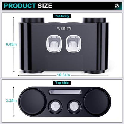 Toothbrush Holder,Multi-Functional Wall Mounted Toothbrush Holder,Toothpaste Dispenser for Bathroom with 2 Toothpaste Squeezers,5 Toothbrush Slots and 4 Cups(Black) - color: Black