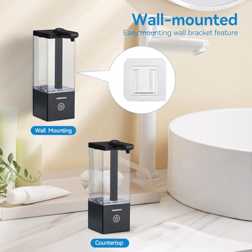 Automatic Soap Dispenser,Touchless Dish Soap Dispenser,16.5oz/490mL Wall Mounted,USB Rechargeable,3 Adjustable Soap Dispensing Levels,Liquid Hand Dispenser for Bathroom,Kitchen,Office(Black)