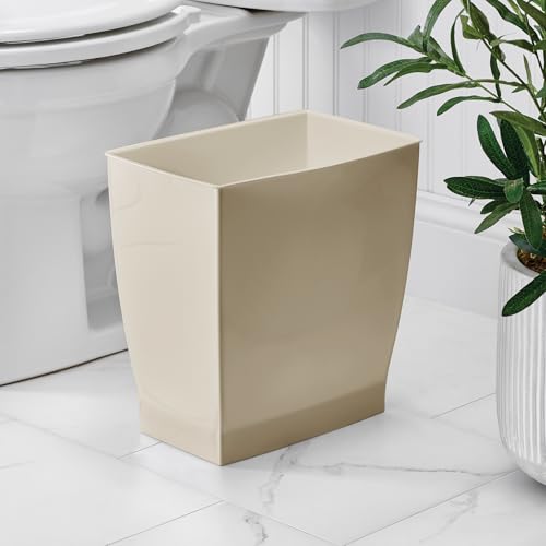 iDesign Small Plastic Bathroom Trash Can, Slim Rectangle, 2-Pack, Brown | Garbage Bin for Bedroom, Office, Dorm - color: Brown, style: Pack of 2