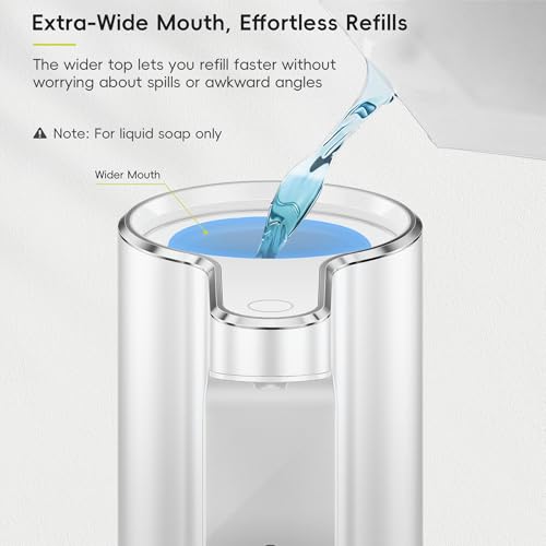 EKO Aroma Pro 13.5 fl oz Touchless Automatic Liquid Soap Dispenser, Rechargeable Electric Hand & Dish Soap Dispenser for Bathroom and Kitchen, IPX7 Waterproof, Adjustable Volume Control (White) - color: White, size: 13.5 oz (Premium Wireless Charging)
