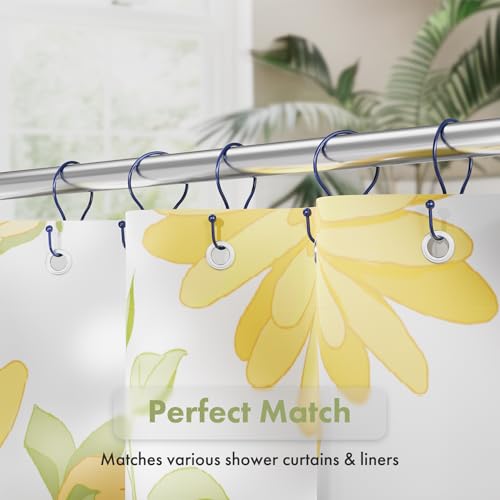 AmazerBath Shower Curtain Hooks Blue Shower Curtain Rings, Simple Double Hook Shower Curtain Hooks Rust Proof, Smooth Sturdy Metal Shower Hooks for Shower Curtain Rod, 12 Pcs Shower Rod Hooks - color: Navy Blue, style: Minimalist - Double Shower Hooks