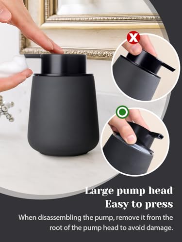 INGOFIN Ceramic Foaming Soap Dispenser - 12oz Foam Hand Soap Dispenser Bathroom, Ceramic Dish Soap Modern Dispenser with Pump for Kitchen, Matte Grey - color: Gray