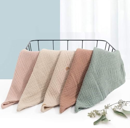 Nisstiiv Baby Washcloths Muslin Cotton Face Towels, Burp Cloth, Saliva Towel, Handkerchief for Newborns Infants, 5 Pack, GGBHN09